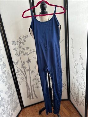 Navy Blue Slim Fit Jumpsuit with Spaghetti Straps